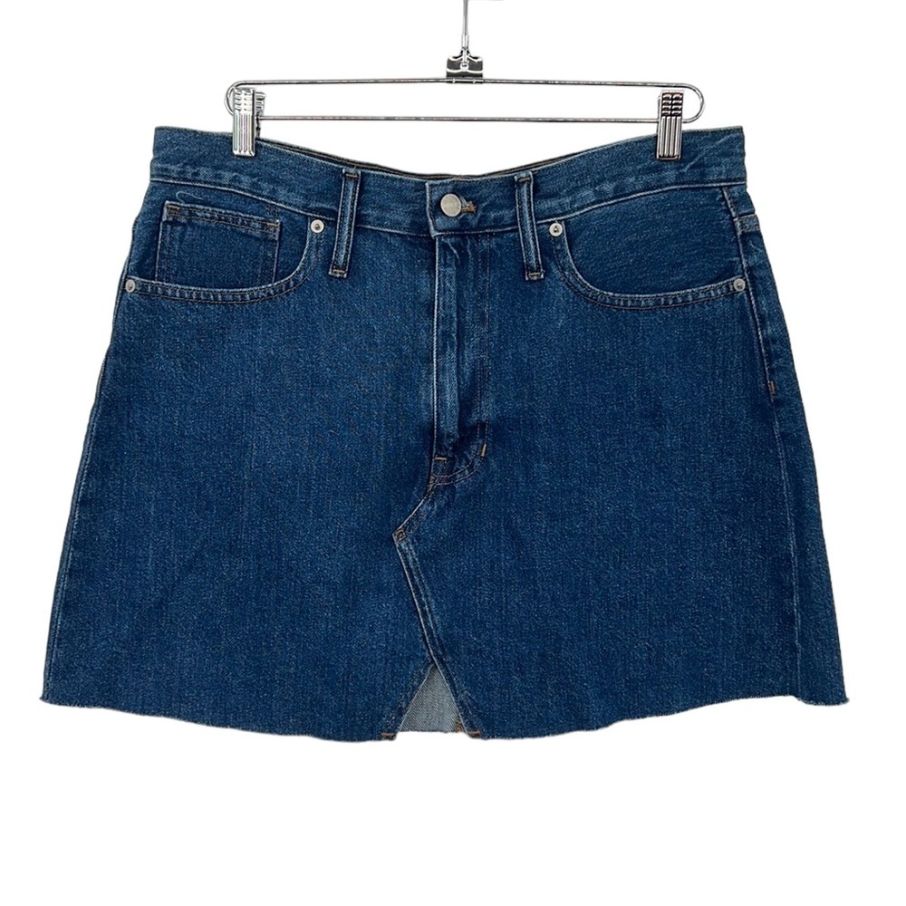 Madewell Jean Skirt Womens 31 Rigid Denim A Line Cotton Dark Wash Mini‎ Cut Out